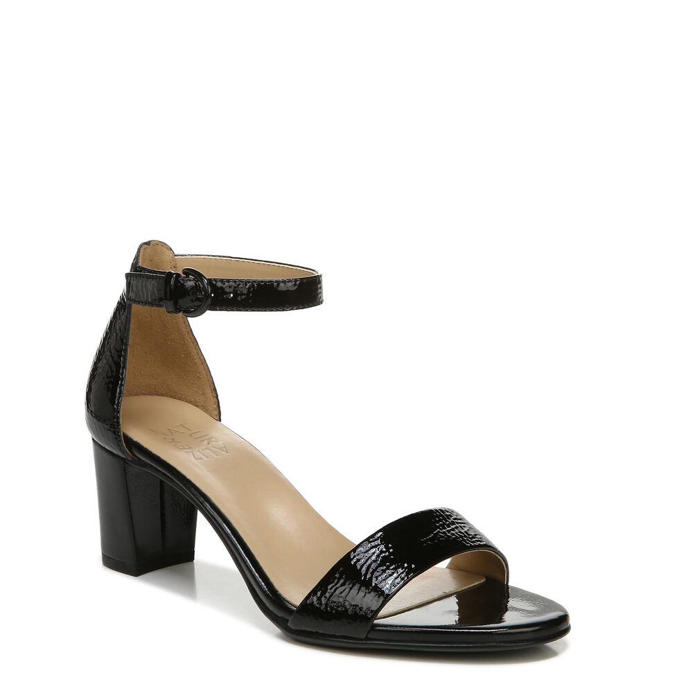 Naturalizer Black Patent Leather Block Heel Sandals